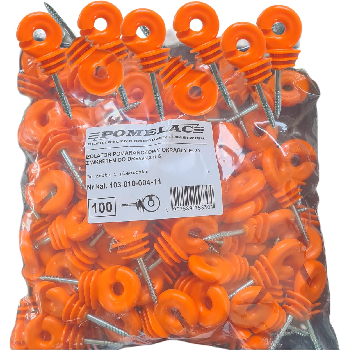 Izolator okrągły Eco z wkrętem do drewna fi 5 Pomelac - Cavalo